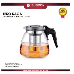 SUBRON Teapot Glass Teko Kaca Teh Saringan Stainless 900 ml 1100ml - 900 ml