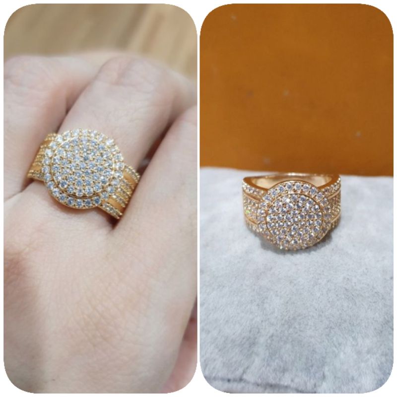 Cincin Zircon Lapis emas Premium Quality anti karat anti alergi 9183 Gold