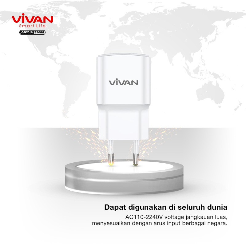 Charger VIVAN Original Casan HP Dual Port QC3.0 &amp; PD (P. Super) + Kabel Data Type C to Type C KPD120