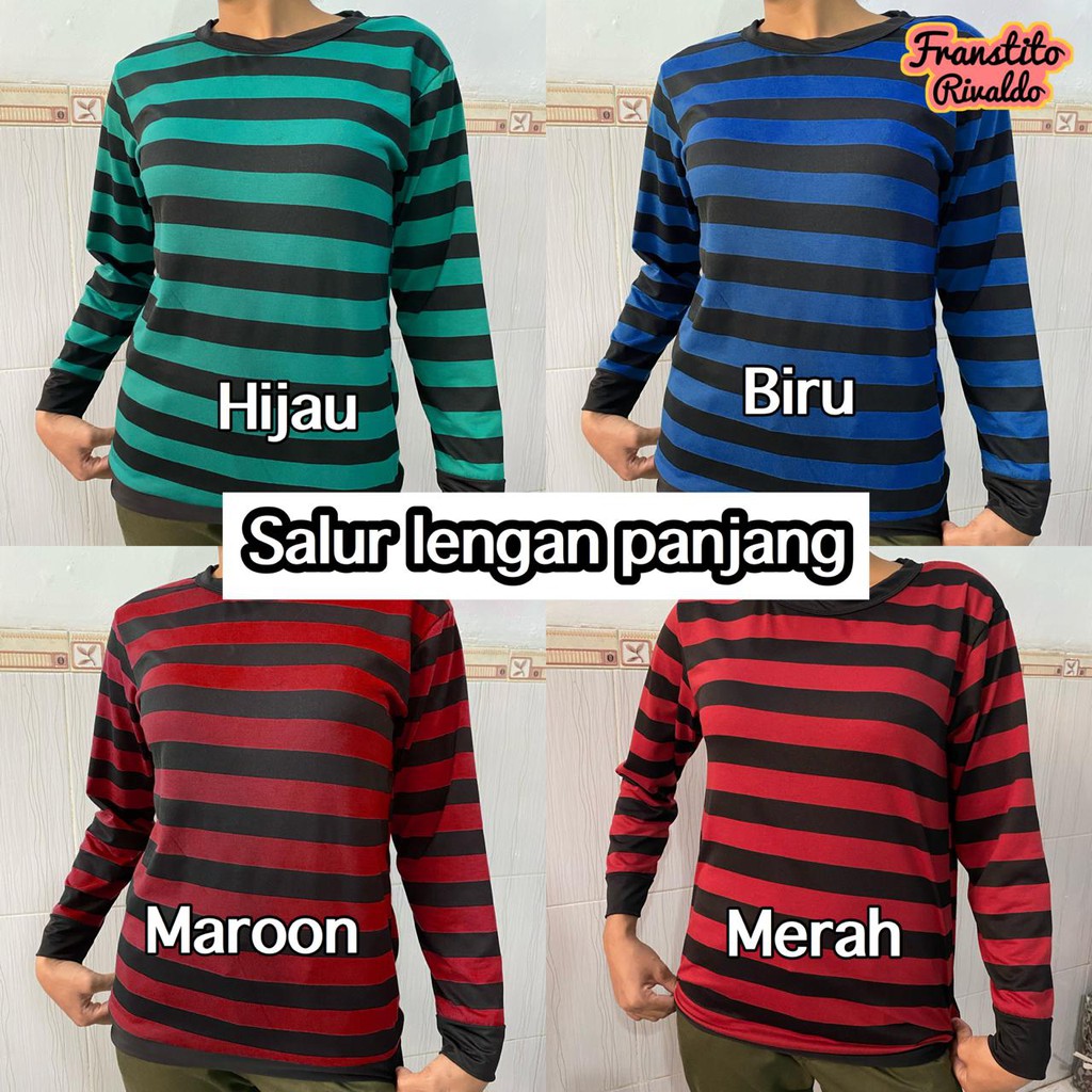 KAOS OBLONG SALUR LENGAN PANJANG/KAOS WANITA/LENGAN PANJANG/SALUR TEBAL-FRANSFASHION