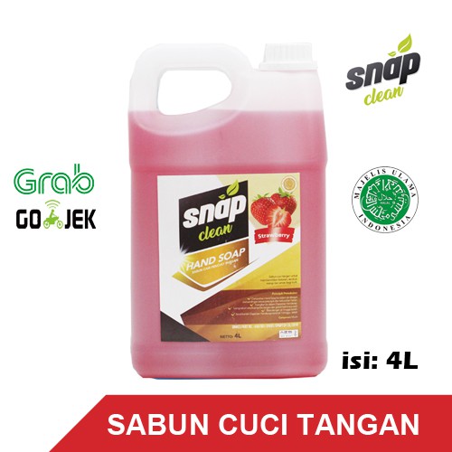 SNAP CLEAN HAND SOAP SABUN CUCI TANGAN 4L HANDSOAP WANGI STRAWBERRY LEMON LAVENDER PEPPERMINT