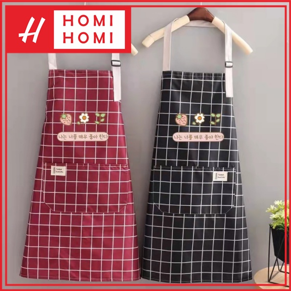 HomiHomi Apron Celemek Masak Barista Dapur Motif Garis Waterproof CM011