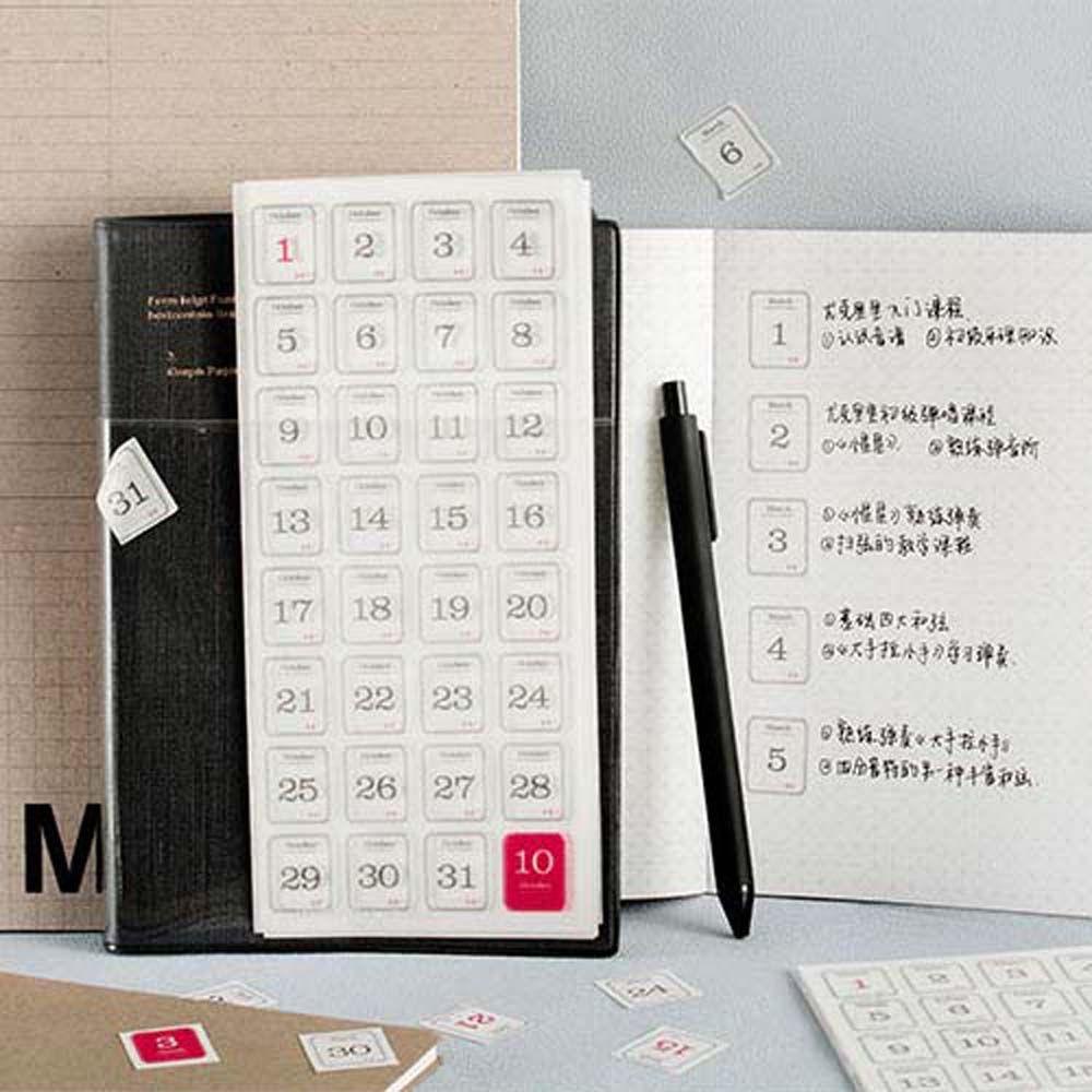 [Elegan] Kalender Stiker Diary 365pcs Decal Scrapbooking Untuk Planner Agenda Alat Tulis Stiker Tab Bulanan
