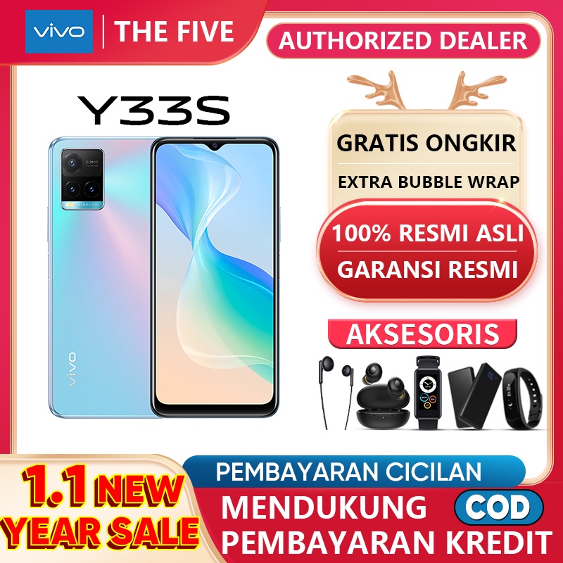 HP vivo Y33s RAM 8GB+4GB ROM128GB 6.58inch 50MP Night Camera 5000mAh 18W Fastcharge 1080p Colorful Screen Garansi resmi COD-Y33S/Dream 8+128