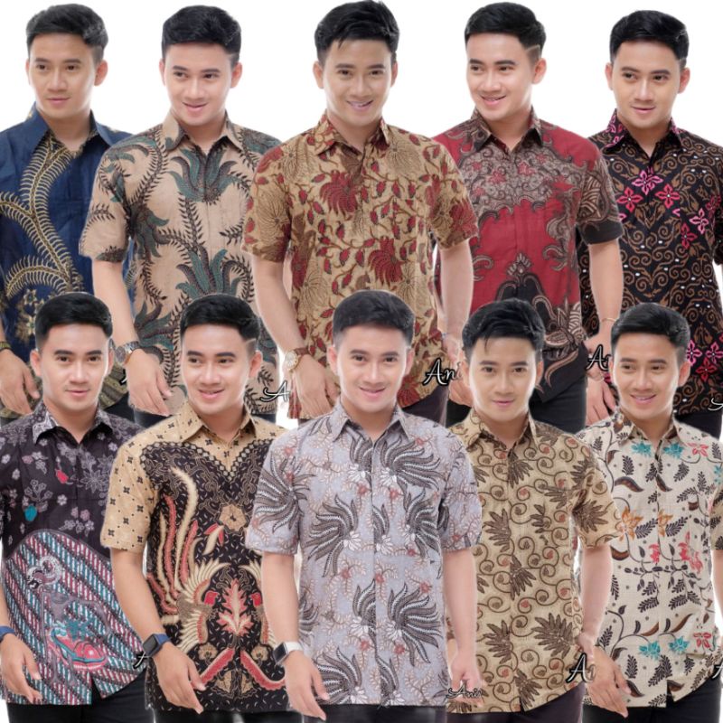 Kemeja Batik Pria Lengan Pendek Motif Wayang Big Size M L XL XXL Batik Pria pendek Atasan Pria Atasan Pria Baju Lengan Panjang