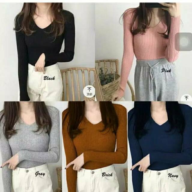 ATASAN RAJUT V-NEK INER PJNG_SWEATER RAJUT FRES BODY