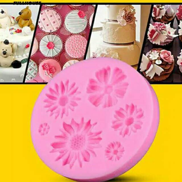 cetakan fondant coklat silikon 3D bunga daisy sunflower silmat huruf Rolling pin cutter snowflake