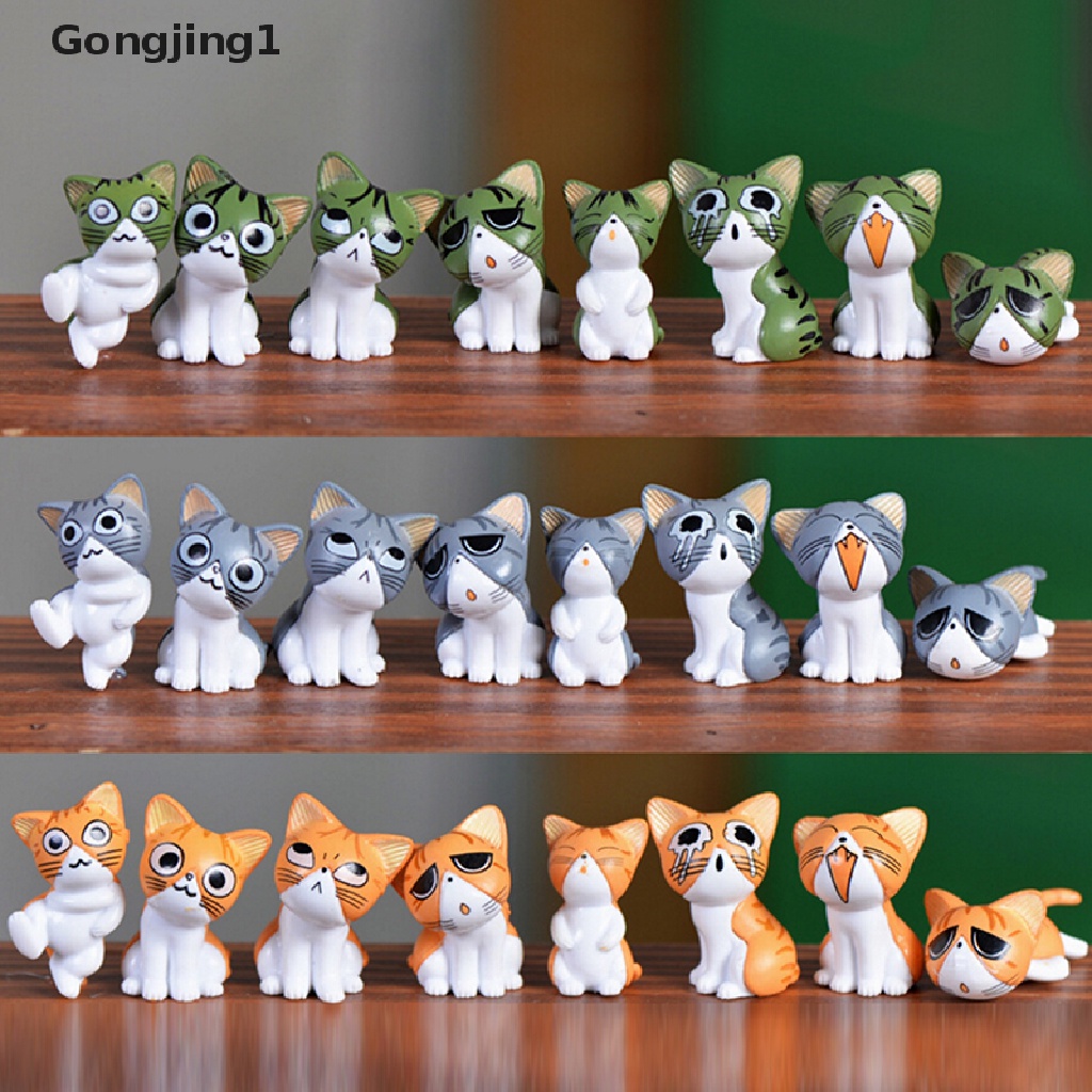 Gongjing1 8pcs Miniatur Kucing Keju Kawaii Bahan Resin Untuk Dekorasi Taman