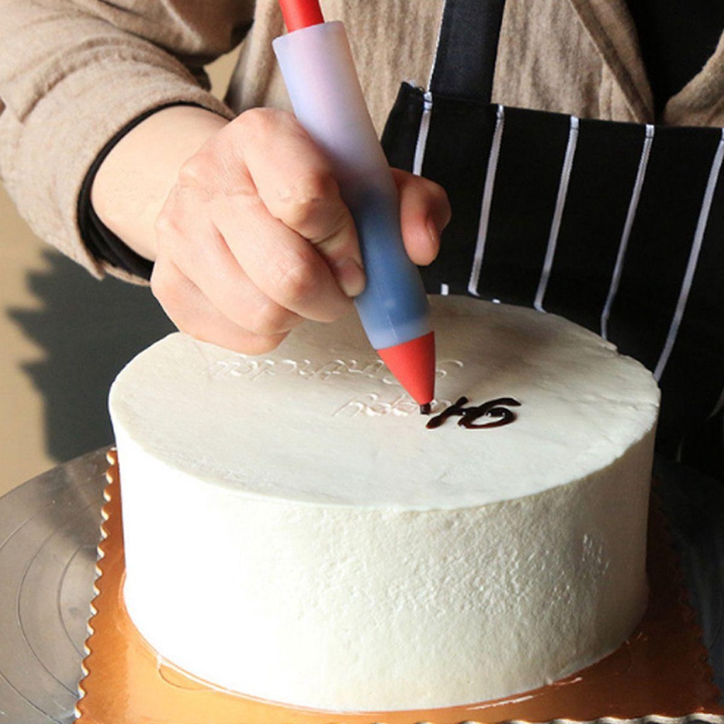 [Elegan] Cake Icing Pen Cookie Coklat Reusable Dapur Silikon Baking Piping Nozel