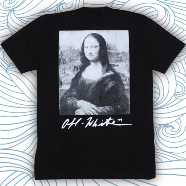 T SHIRT KAOS OFF WHITE MONOCHROME MONALISA BLACK AUTHENTIC ORIGINAL