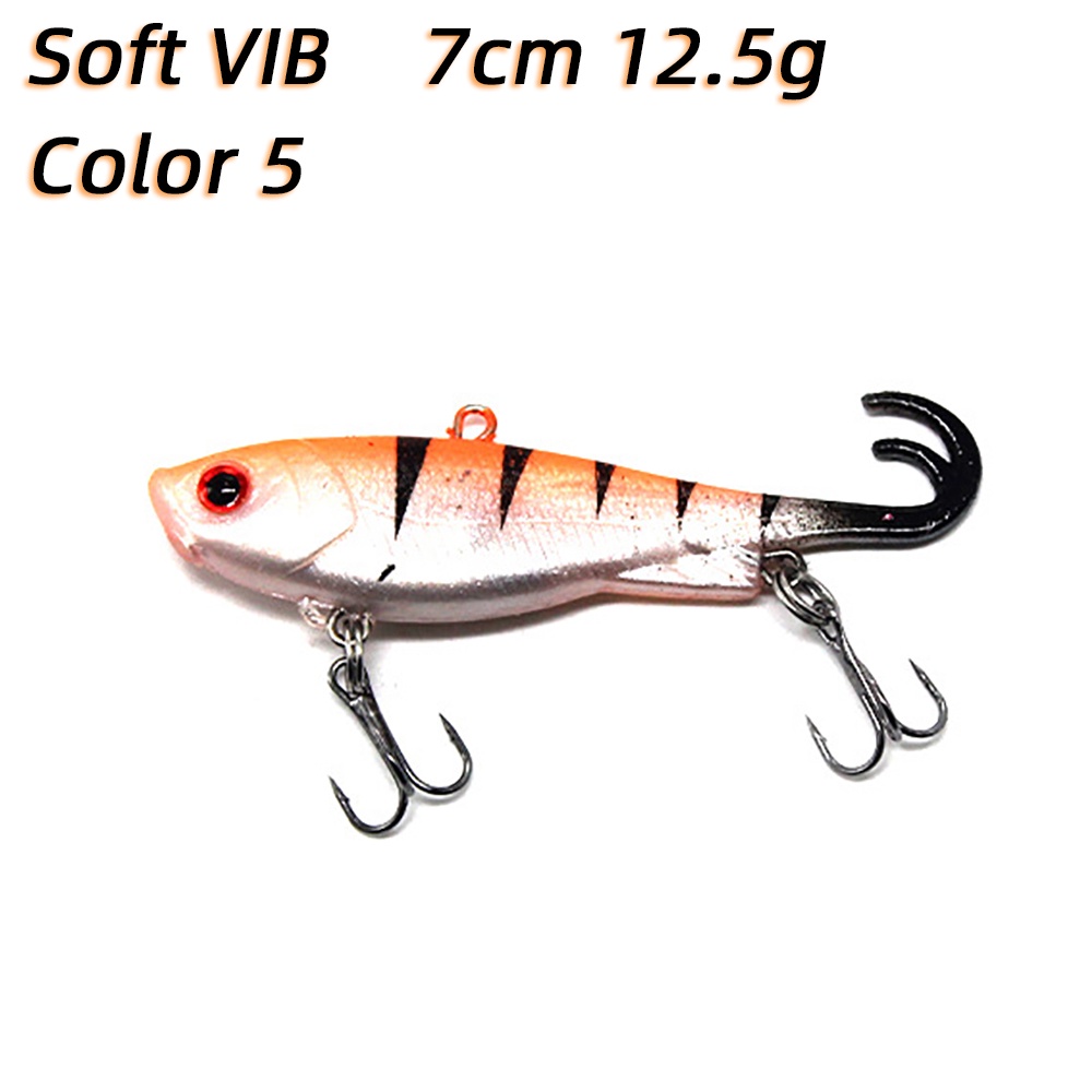 1 Pc Umpan Pancing Soft Bait VIB Bentuk Ikan Imitasi 6.5cm 12g Dengan Kail