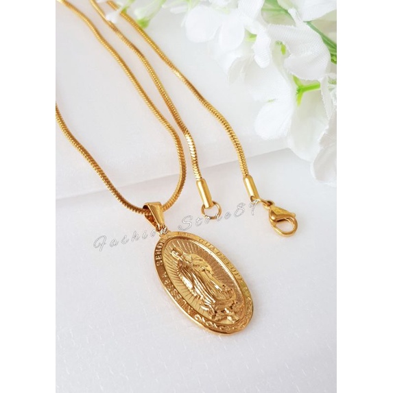 Kalung Rohani Bunda Maria Titanium import Silver Gold Antikarat Fashion Rohani Bunda Maria Ukir impor