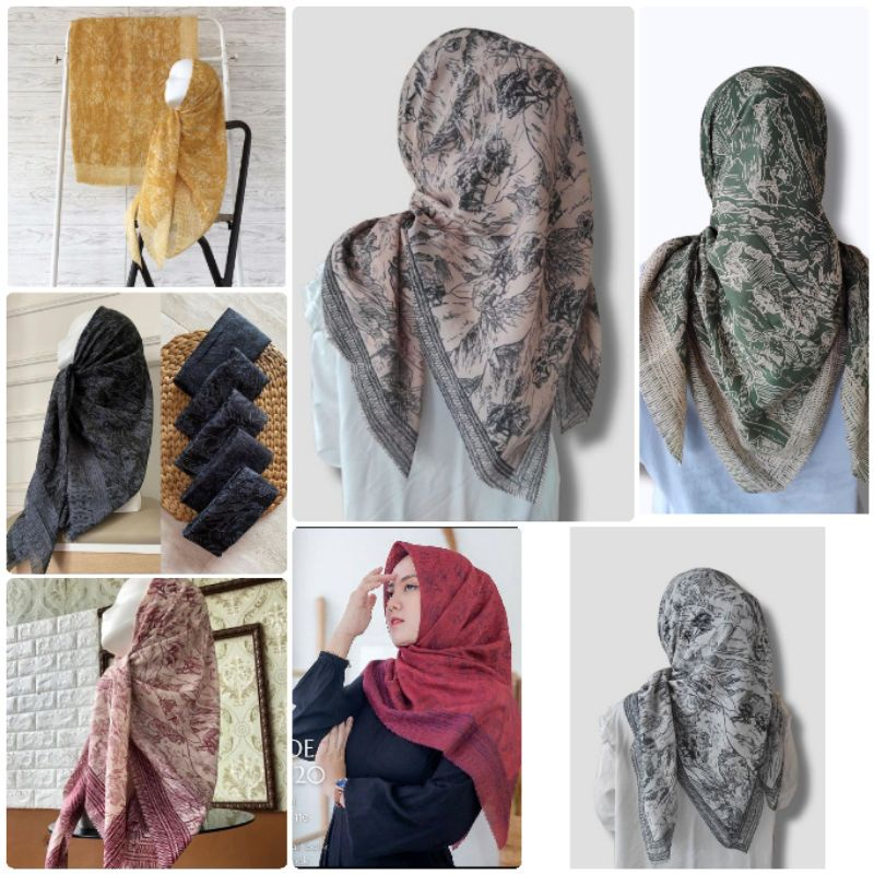 HIJAB SEGIEMPAT VOAL MOTIF LEOPARD MACAN PEGUNUNGAN BUTON KEYZ HIJAB KH0029