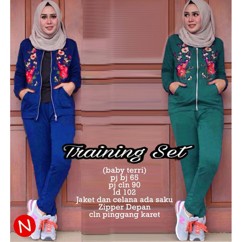 [s-xxxl] 62230 training set/stelan muslim wanita/stelan olahraga/baju muslim - Hijau Tosca50 54 58 9