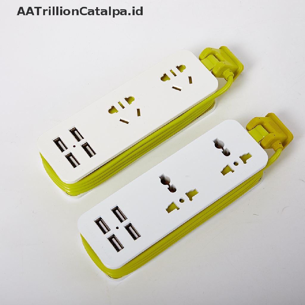 Aatrillioncatalpa Kabel Extension Pelindung Power Strip 1.5M 2AC Outlets 4 Port Usb