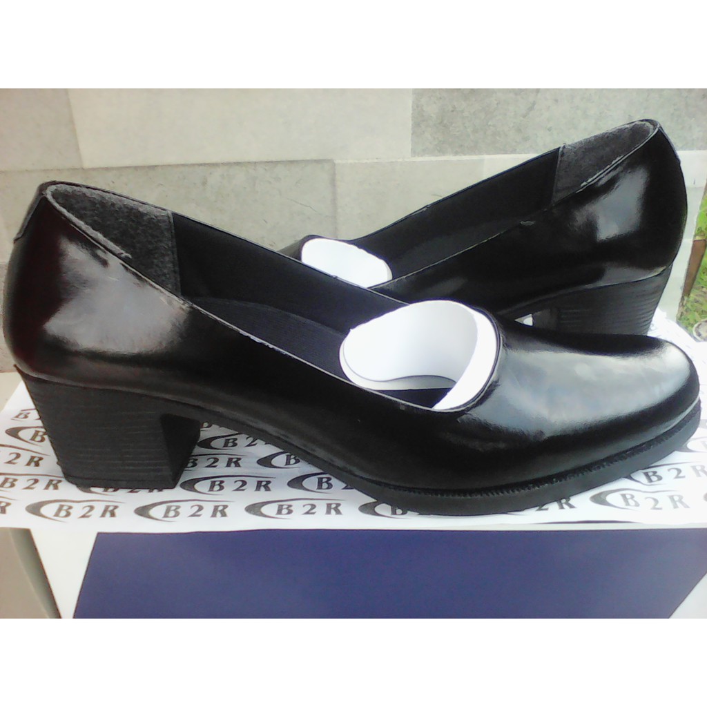 Sepatu Pdh Mengkilap Kulit asli seri Polwan-BC Standar Polri Best Seller