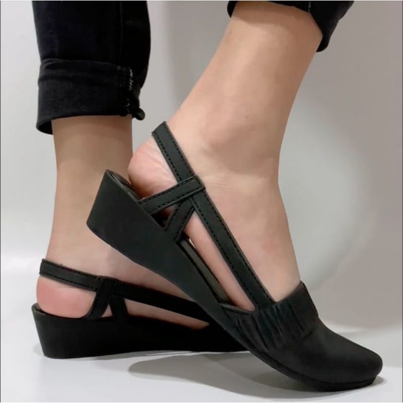 Sepatu Wedges Wanita Jelly Karet Portolady BCH Fuhaha / Sepatu Wedges Hak Tinggi / Sepatu Wedges Jelly Karet Wanita Terbaru 2021 / Women Wedges / Wedges Shoes Terbaru