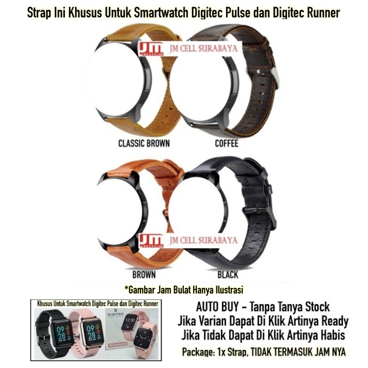 Tali Jam Tangan Strap Digitec Pulse / Runner - Genuine Leather Kulit