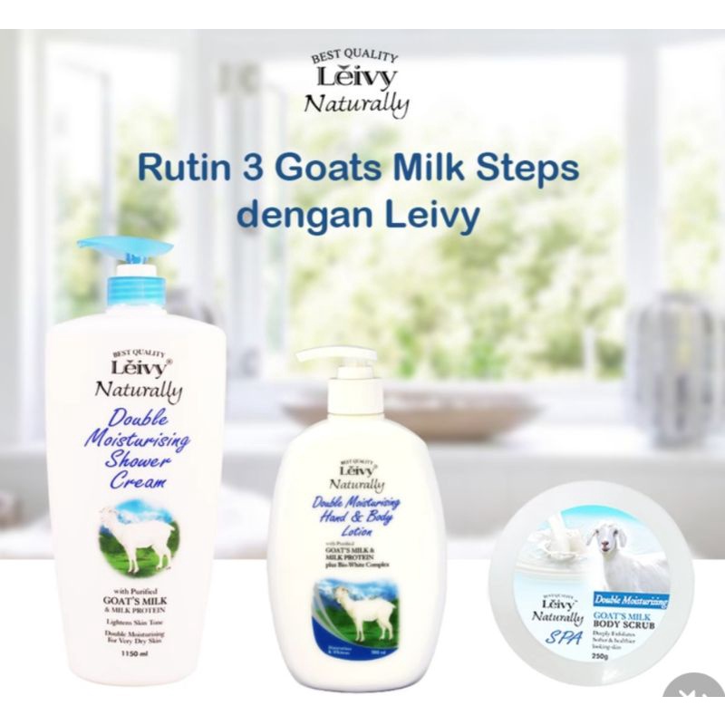 Jual LEIVY GOAT'S MILK BODY SCRUB, BODY LOTION & SHOWER CREAM 250ML
