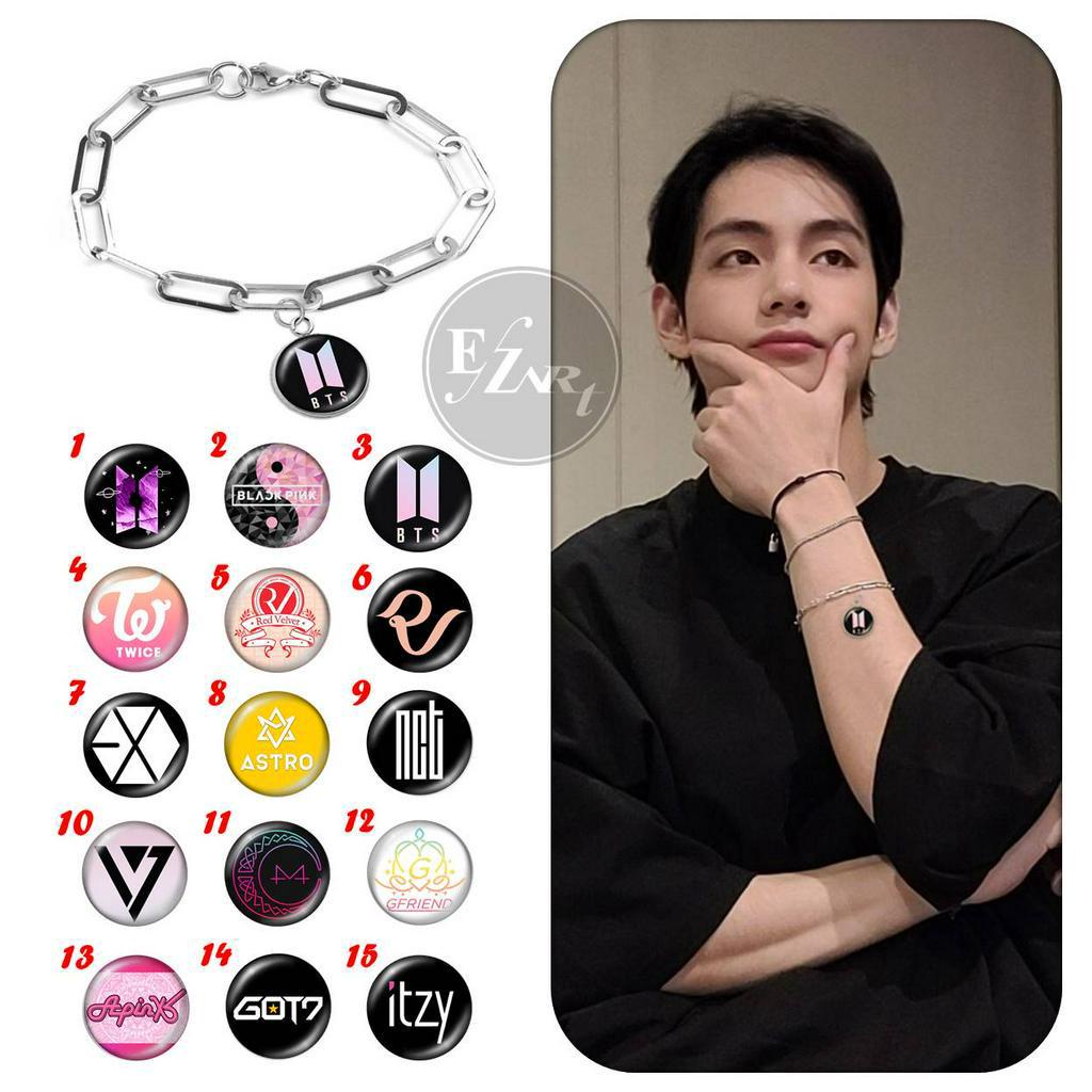 GELANG RANTAI LIONTIN LOGO KPOP BTS, Blackpink, Twice, RV, EXO, GOT7, NCT, Itzy BISA CUSTOM