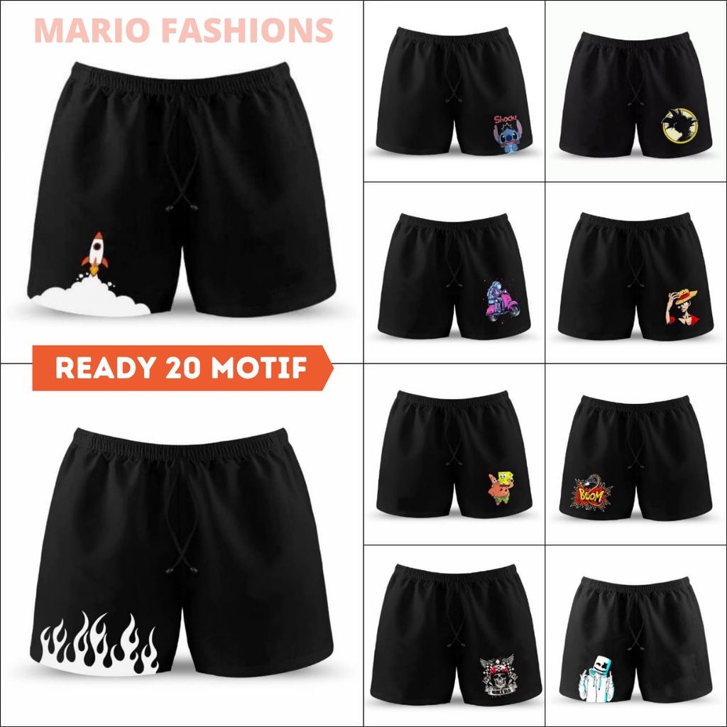 MARIO FASHIONS CELANA BOXER BLACK PRIA WANITA PREMIUM QUALITY CELANA DALAM CELANA KOLOR BOXER PANTAI DISTRO SURFING