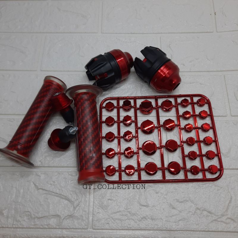 Paket Variasi Motor Handgrip Karbon + Jalu Stang Matic + Jalu As + Monel Tutup Baut Probolt