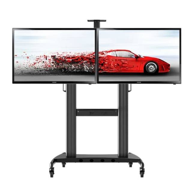 NORTH BAYOU AVT1800-65-2A STANDING BRACKET LED DUAL SCREEN  MOBILE CART 40-65 &quot;X2A MURAH !!!!