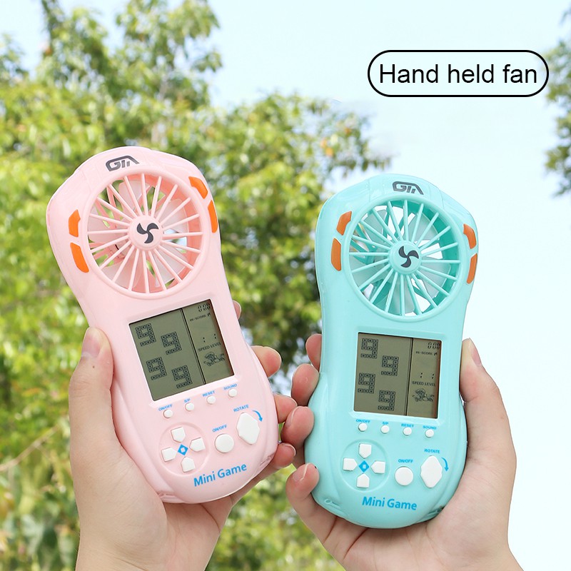 Mini Fan Portable Tetris Bricks Game Kipas Genggam Kecil Konsol Game Genggam Game Kecil