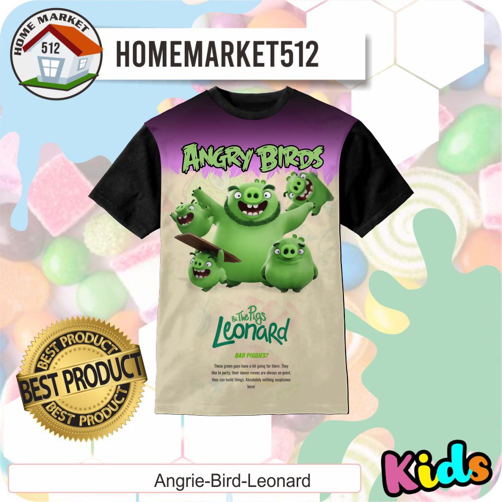 Kaos  Anak  Angry Bird Leonard Kaos Anak Laki-Laki Dan Perempuan | HOMEMARKET512-0