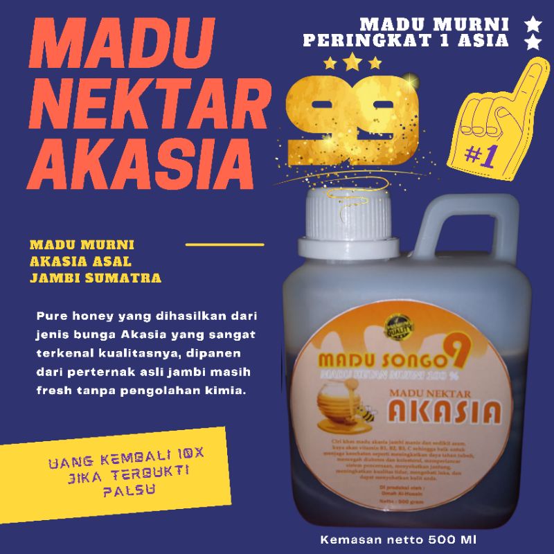 Madu Nektar Akasia Carva Premium Grade A 100% Hutan Murni Akasia Jambi netto 500 Gram