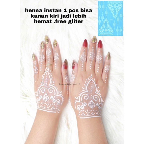 HENA INSTAN 1 PCS BISA KANAN KIRI J1003 / MOTIF MEWAH / FREE GLITER MANIK DAN SAMPLE