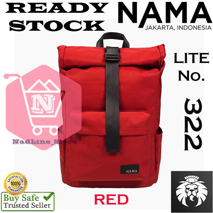 Back Pack By NAMA Studios Lite No. 322 - ROLL TOP - Tas Ransel - Travel Bags - Ready Stock - RED -