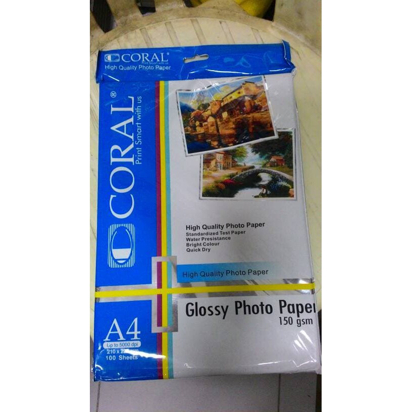 Coral Glossy photo paper 150 gsm/ Kertas photo coral 150 gsm