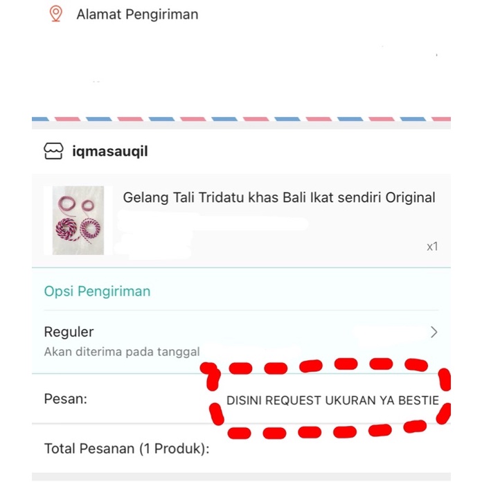 gelang tridatu cantol ulir simple variasi merah