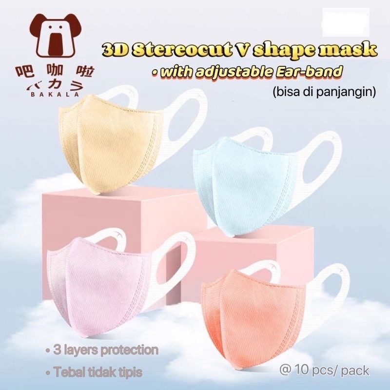 10PCS MASKER DUCKBILL DEWASA 3D STEREO TALI LEBAR SICKLESS NYAMAN DIPAKAI BISS DIPERPANJANG WARNA