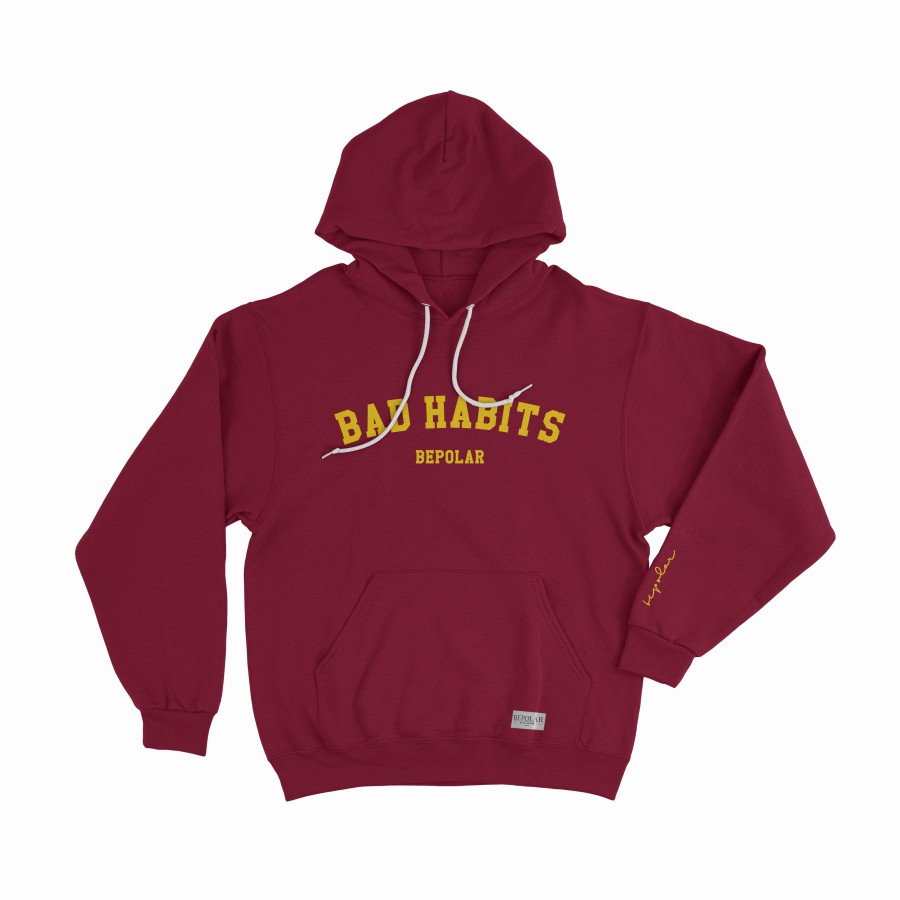 Bepolar Hoodie - BAD HABITS MAROON RED