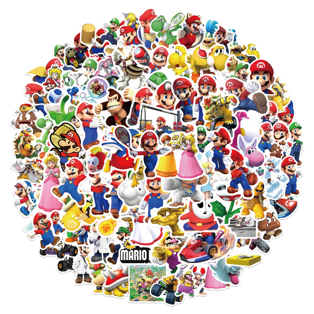 

50 / 100PCS Stiker Graffiti Kartun Super Mario Anti Air Untuk Dekorasi Koper / Notebook