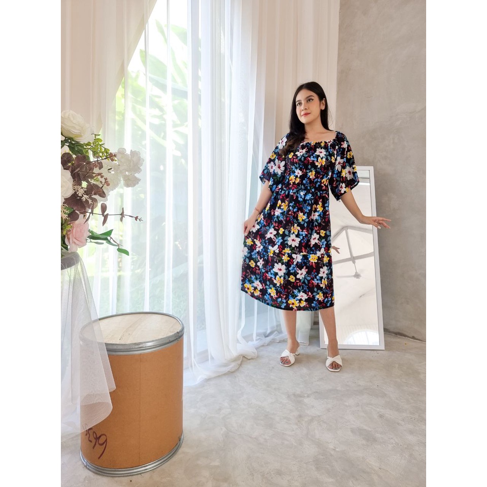 Dress Wanita Alexandra Panjang Daster Putri Bali [DPB] Alexandra Chicory Bisa COD