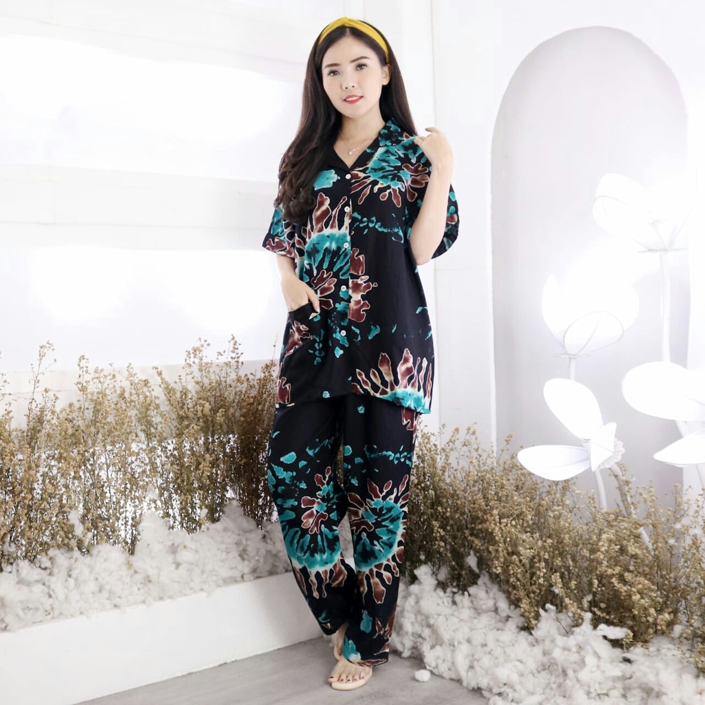 Piyama Tie Dye CP HP PP Elvi Bahan Rayon Piyama Jumbo