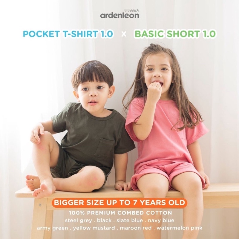 ARDENLEON Unisex POCKET T-SHIRT - Kaos Bayi Anak ada Kantong ( 6 Bulan -4 Tahun ) - SNI