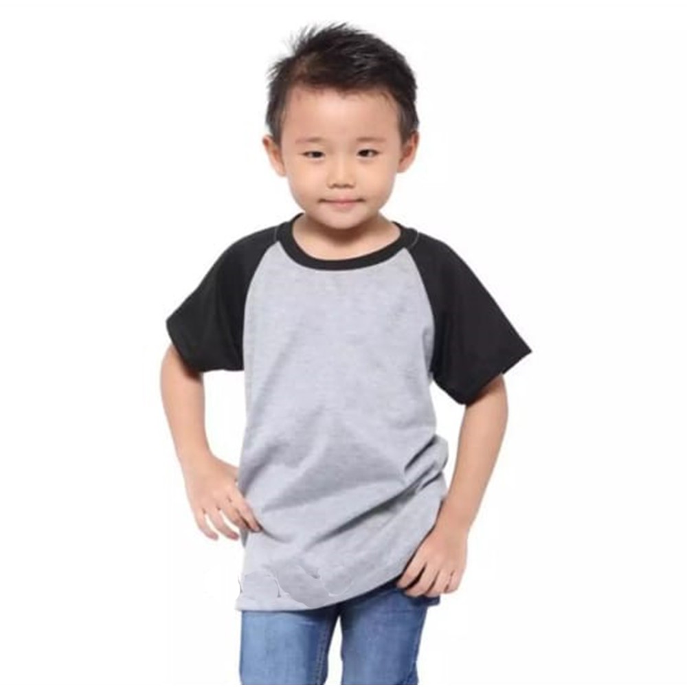 Kaos Raglan Anak | Polos | Lengan pendek | Ukuran 2-4-6-8 | Unisex Cewek Cowok