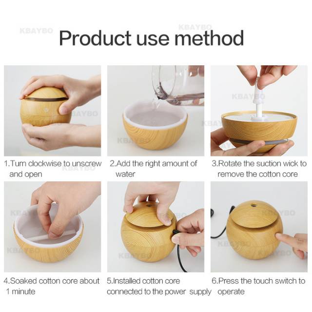 Humidifier Car Mini Aromatherapy Air Desain Kayu 130ml Dark Brown