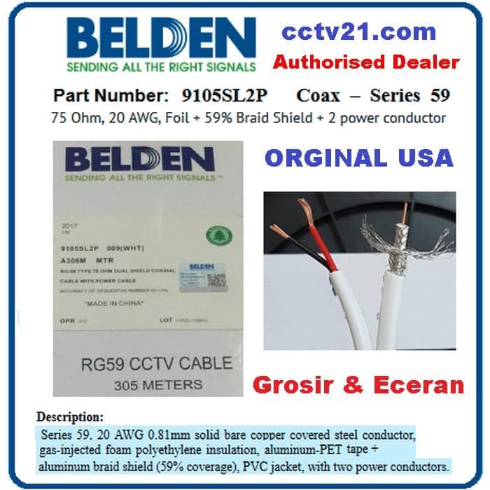 KABEL COAXIAL BELDEN RG-59 + KABEL POWER