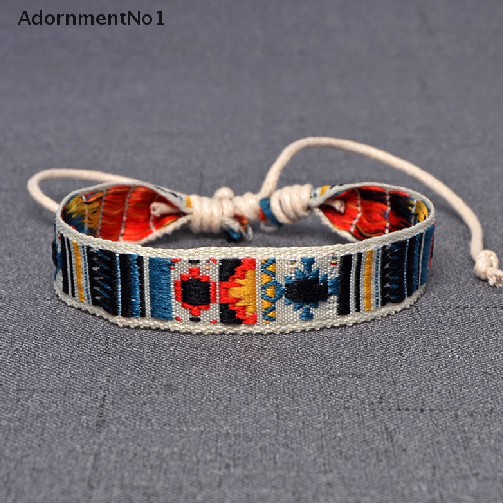 (AdornmentNo1) Gelang Tangan Tali Katun Motif Anyam Handmade Gaya Bohemia Etnik Untuk Wanita