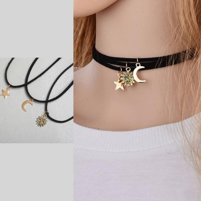 Super Kalung Korea Choker - Bintang Emas Tali Hitam (Rt6Bd5B) Sale