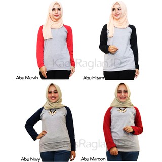 Kaos Raglan Lengan Panjang Kaos Polos  Reglan  Cewek Cowok 