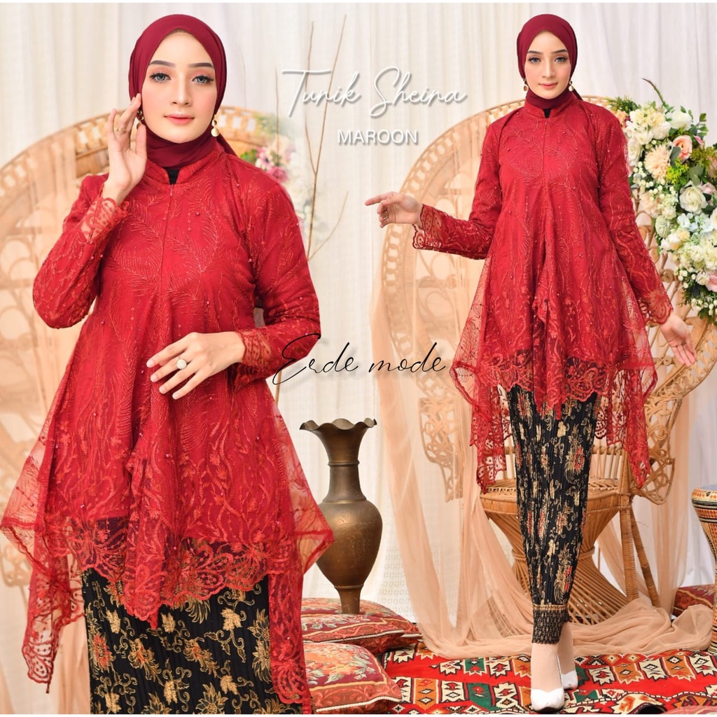 Kebaya stelan tunik azalea Tille/tunik tile busui/Kebaya Modern/Setelan Kebaya Brokat/Kebaya Couple/Kebaya Terbaru/kebaya wisuda