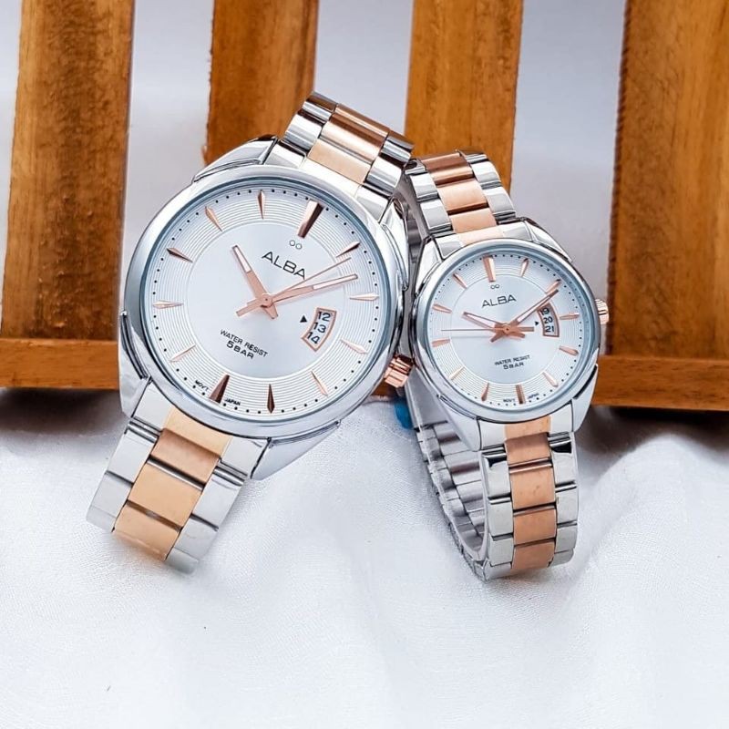 ALBA JAM TANGAN COUPLE PRIA DAN WANITA RANTAI STAINLIS STEEL