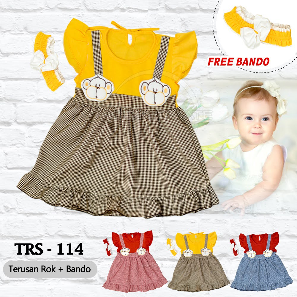 Baju Bayi Perempuan + Bando TRS-114 / Baju Rok Terusan Bayi Tanpa Bando TRS-115 Rok Bayi Perempuan