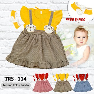 Baju Bayi Model Dress MURAH Baby Girl (0-6 bulan) + Bandana Dress Anak Perempuan TRS-114/TRS-115